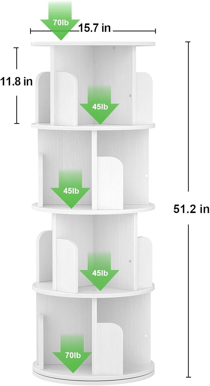 Aheaplus Rotating Bookshelf, Small Corner Bookshelf - Image 3