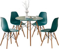 5-Piece Round Dining Table Set, Small 31.5" Kitchen Table Chairs Set of 4 Space by LECAFURHL