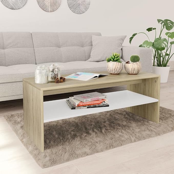 Scandinavian Coffee Table, 39.4" L x 15.7" W x 15.7" H, Small Living Room Table by Unknown