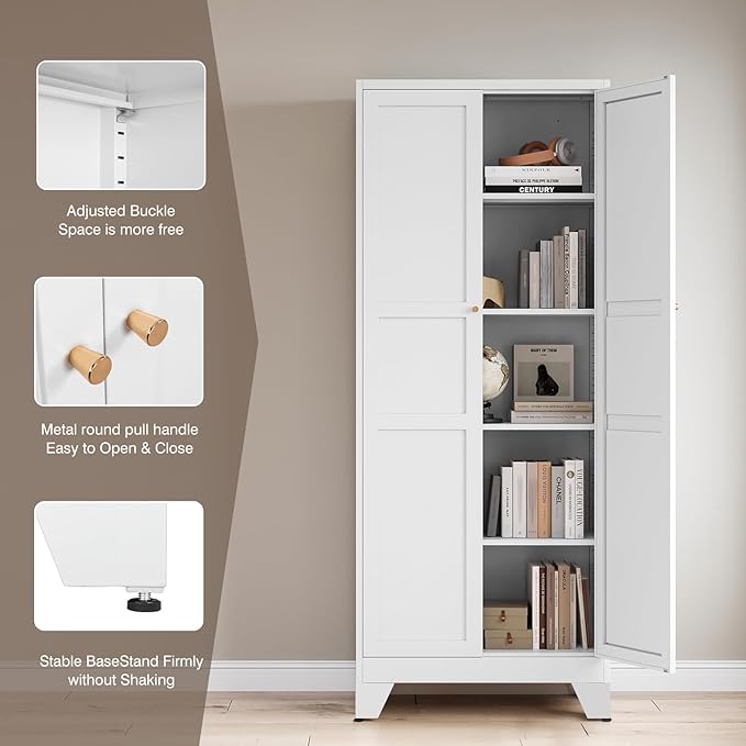 Yizosh Metal Pantry Cabinet, Cupboard - Image 6