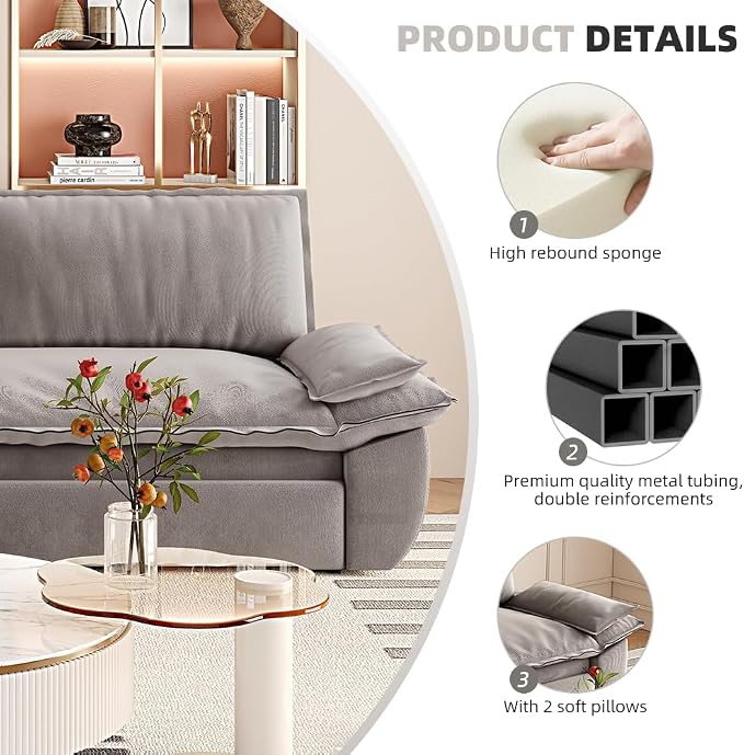 KEIKI 73.2" Queen Sleeper Couch, 3-in-1 Convertible Pull Out Sofa Bed - Image 4