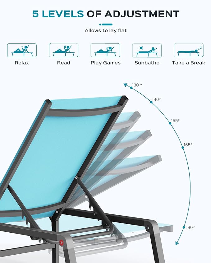 Ciokea Aluminum Foldable Lounge Chairs Set of 2 - Image 5