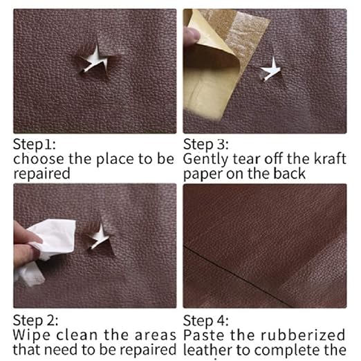 Leather Repair Tape kit Patch Heavy Duty, Retro Khaki 4x60 inch Self Adhesive - Image 4