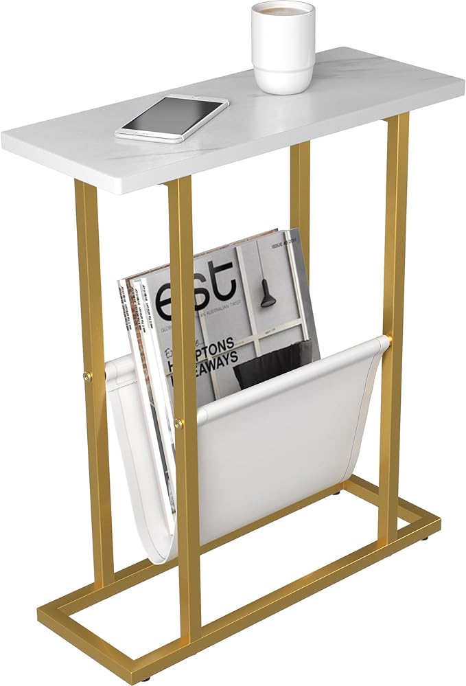 Yusong Small Narrow Side Table for Small Spaces, 17.7" W Slim End Table by Yusong
