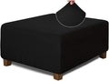 NeColorLife Square Ottoman Cover Jacquard Fabric Thick Stretchable Slipcover by NeColorLife