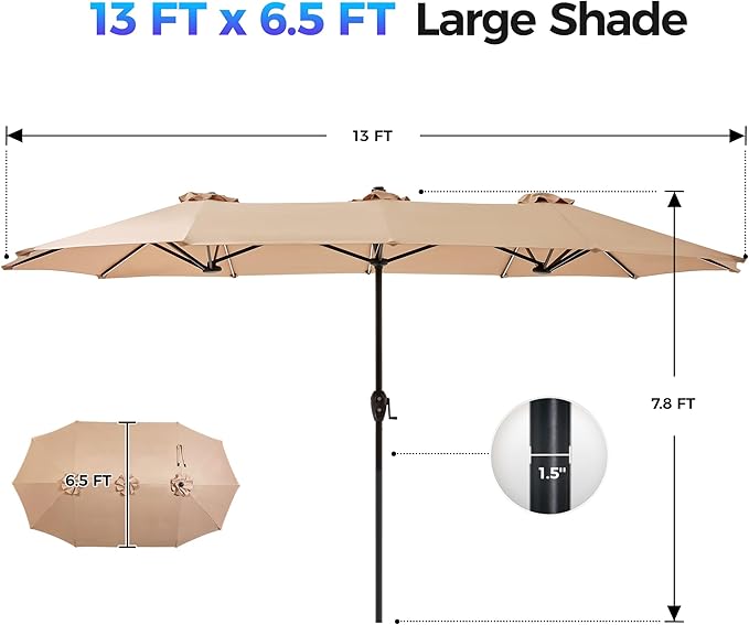 SUPERJARE 13ft Outdoor Patio Umbrella - Image 7