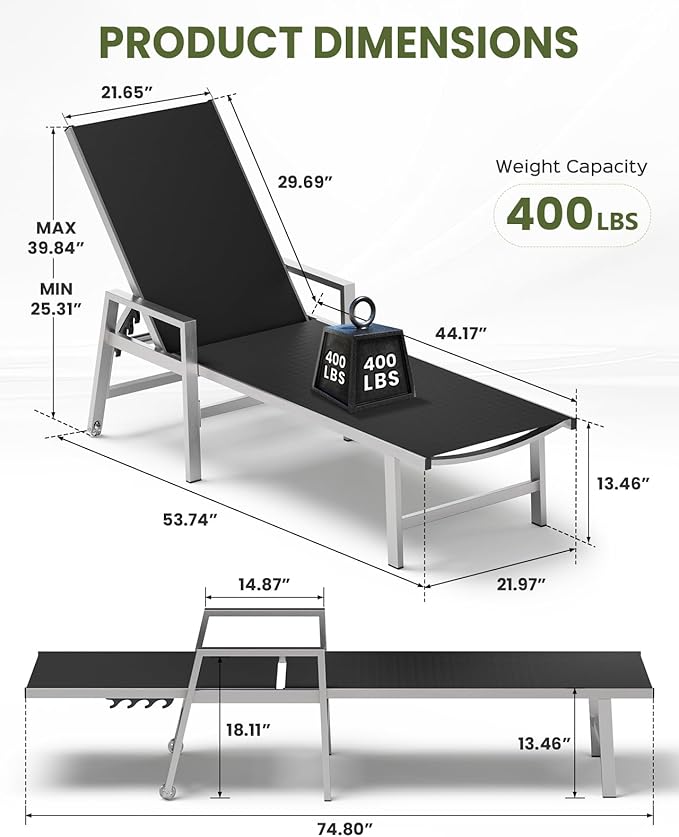 Patio Chaise Lounge Chair Outdoor - Image 2