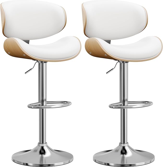 YaFiti Bar Stools Modern PU Leather Adjustable Swivel Barstools, Kitchen by YaFiti