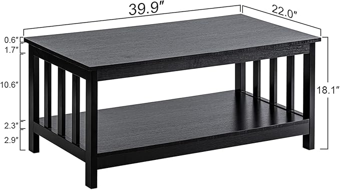 ChooChoo Mission Coffee Table, 40 Black - Image 2