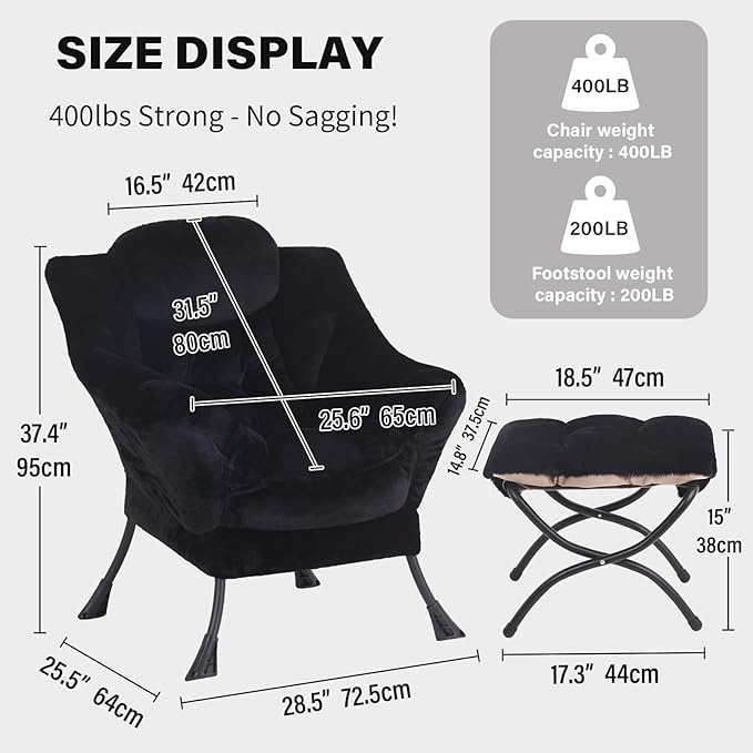 Tiita Lazy Chair with Ottoman, Comfy Leisure Sofa Armchair with Ottoman - Image 2