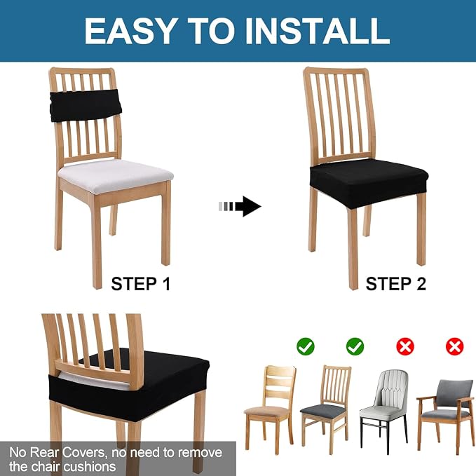 Smiry Waterproof Seat Covers for Dining Room Chairs Set of 10, Stretch Jacquard - Image 5