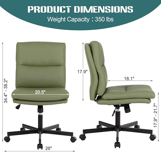 LUCKWIND Armless Office Desk Chair - Image 2