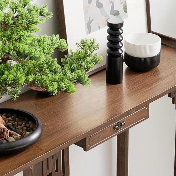 Japanese Style Console Table, Bamboo Accent Table - Image 5