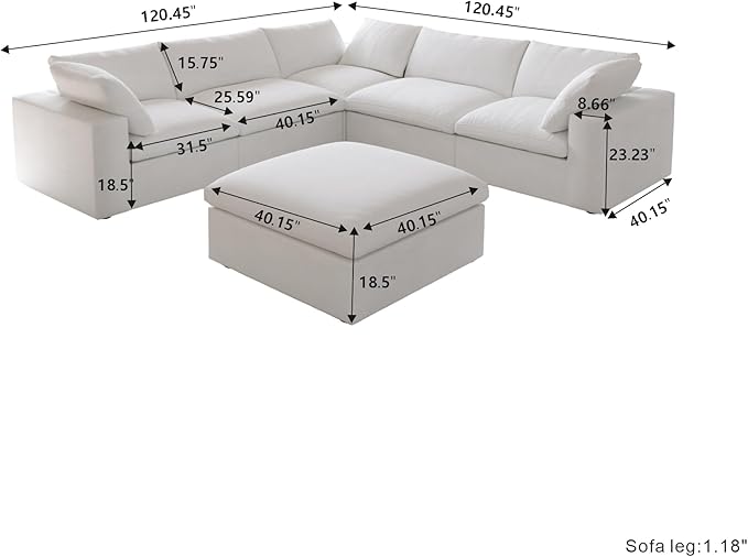 Cloud Modular Sectional Sofa Couch, Oversized Couch 6 Seater - Image 2