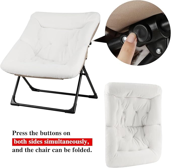 Comfy Saucer Chair for Adults, Soft Faux Fur Bedroom Chair, Accent Dorm Chairs - Image 8