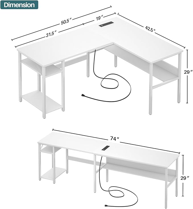 Unikito Reversible L Shaped Computer Desk - Image 3