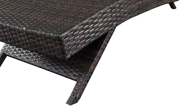 PE Rattan Adjustable Backrest Chaise Lounge Set 2 - Image 7