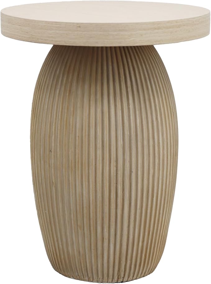 PARISLOFT ​​Rustic Mushroom Side Table, Bohemian End Table by Parisloft