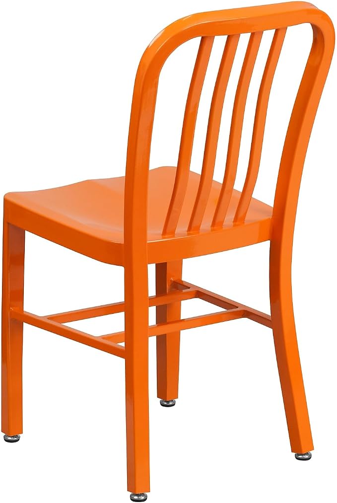 Flash Furniture Commercial Grade Orange Metal Indoor-Outdoor Chair - Image 5