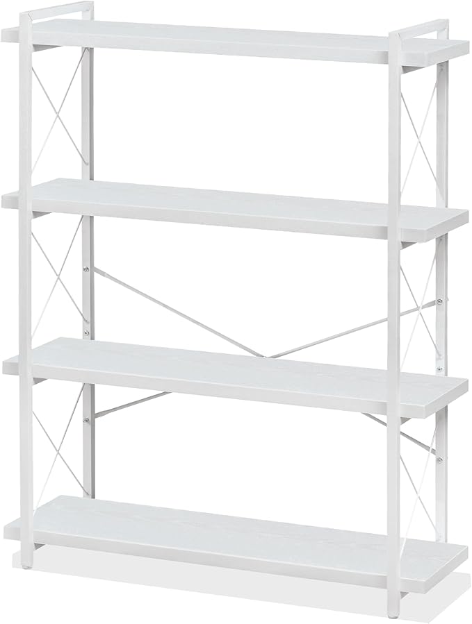 HCHQHS Bookshelf, 4-Tier Industrial Bookcase, Freestanding Tall Bookshelves by HCHQHS