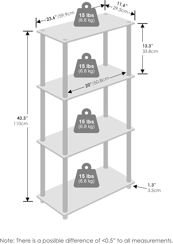 Furinno Turn-N-Tube Book Shelf, 4-Tier Bookshelf, Bookcase - Image 4