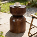 Solid Wood Stool & Sofa Side Table, Rustic Hourglass Wabi-Sabi Accent Coffee by Unknown