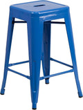 Flash Furniture Kai Commercial Grade 24" High Backless Blue Metal by FlashFurniture