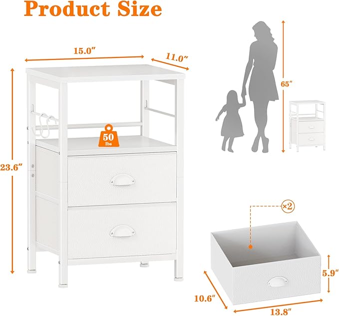 Furologee Nightstand Bedside Table - Image 3