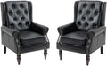 Mid-Century Wingback Chairs Set of 2, Faux Leather Accent Chairs Armchair by Lin-Utrend