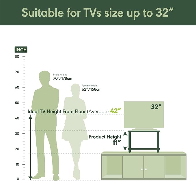 Furinno TURN-N-TUBE TV Riser Stand, 2-Tier Small Elevated No Tools TV Stand - Image 2
