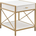 Leick Home 9206-WTGL Claudette Mixed Metal and Wood Drawer End Table by LeickFurniture