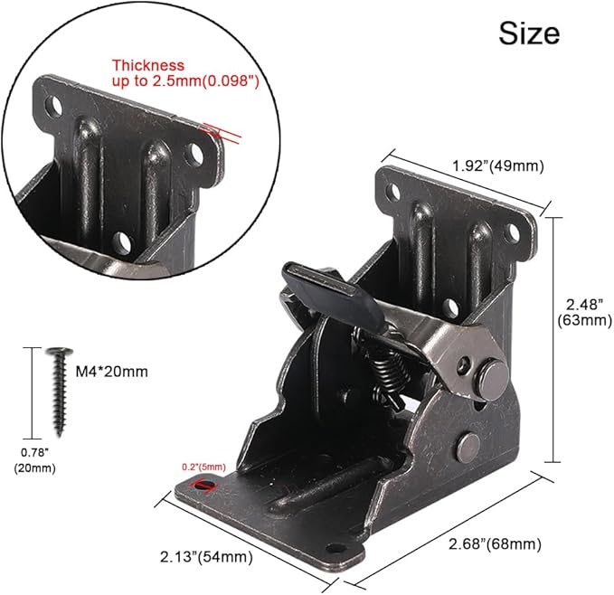 4 Pack Folding Brackets for Table Bed Leg Feet, Self-Lock Hinge Hardware - Image 2