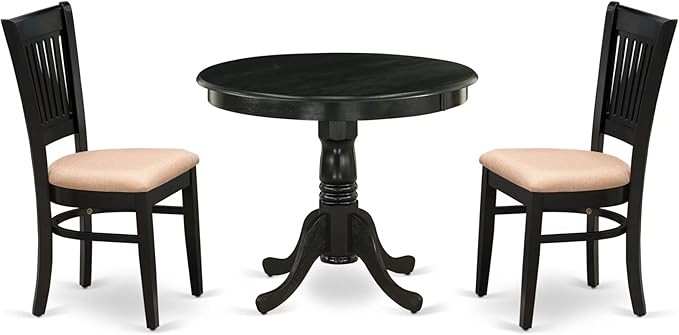 East West Furniture ANVA3-BLK-C 3 Piece Modern Dining Table Set Contains a by EastWestFurniture