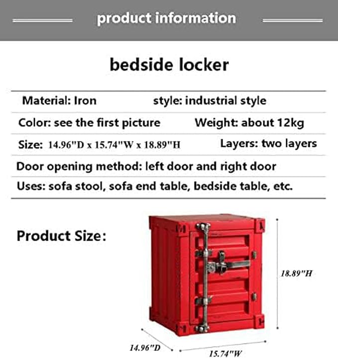 ZHAOYONGLI-End Tables Industrial Wind Bedside Table, Container Style Locker - Image 2