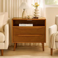 HULALA HOME End Table with Charging Station, Mid-Century Modern 2 Drawer and by HULALAHOME