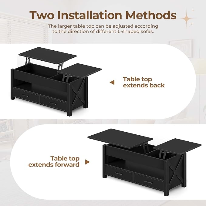 Seventable Coffee Table, 39.3" Lift Top Coffee Table - Image 5
