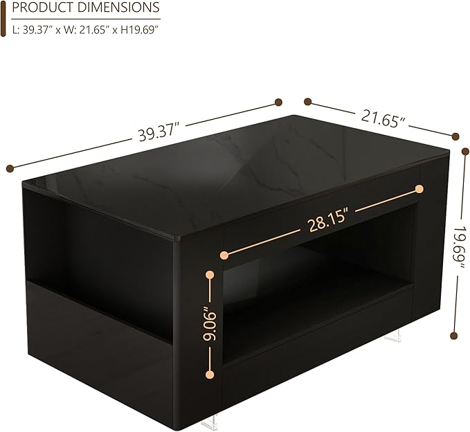 39" High Gloss Wood Coffee Table - Image 2