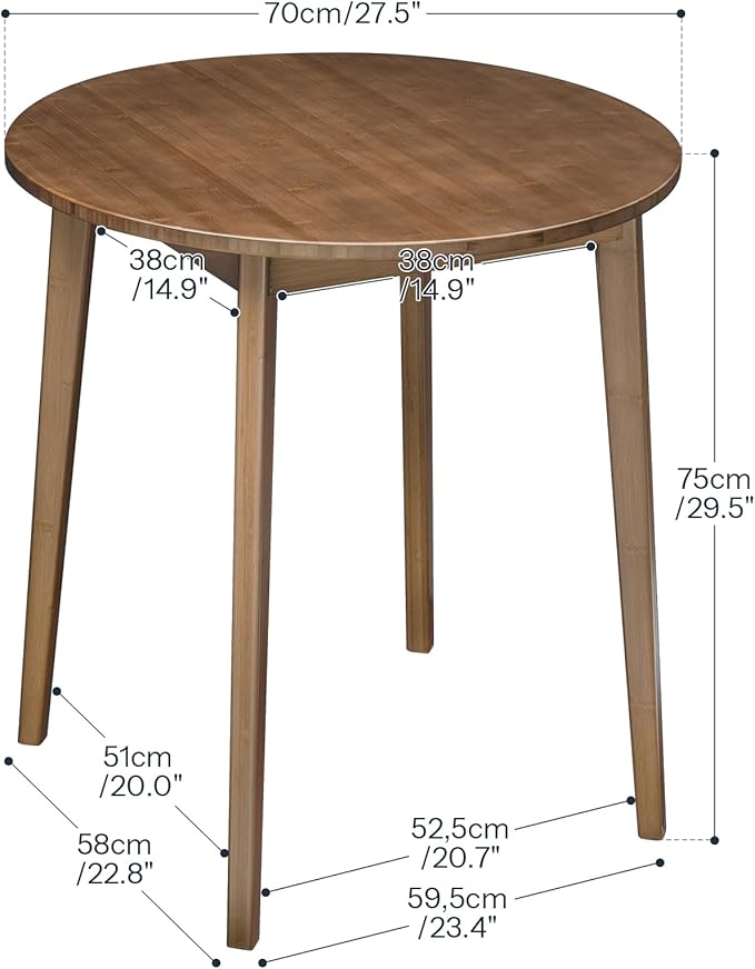 HOOBRO Bamboo Dining Table, Round Dining Table - Image 2