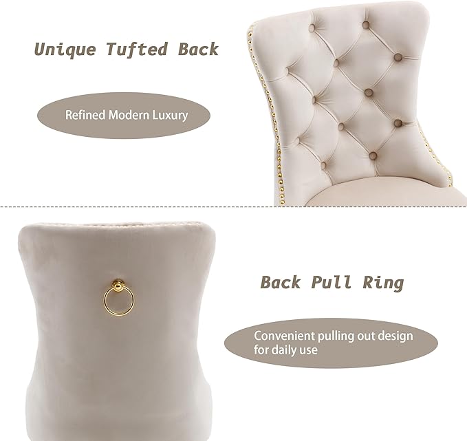 KCC Velvet Dining Chairs Set of 2, Upholstered High-end Tufted Dining Chair - Image 5