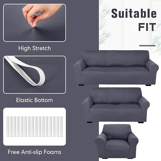 Peryiter 3 Pcs Couch and Loveseat Covers Set Sofa Cover - Image 5