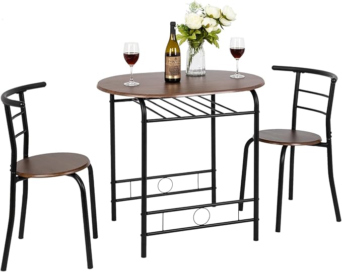 VINGLI 3 Piece Dining Set, Small Kitchen Table Set by VINGLI