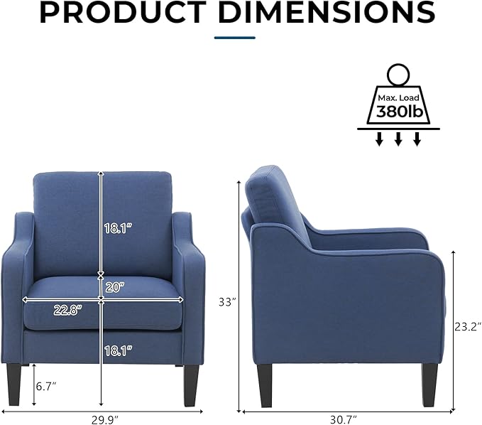 VINGLI Mid century Modern Accent Chair, Waiting Room - Image 2