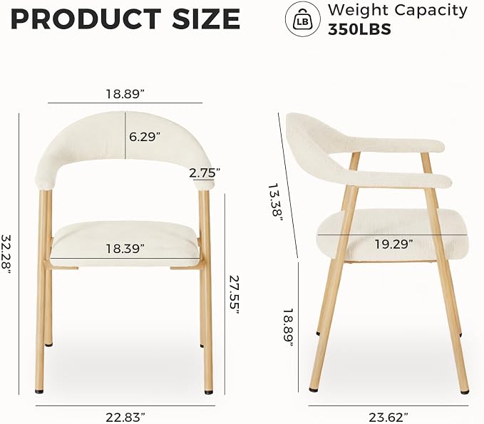 DUMOS Dining Chairs Set of 4, Linen Fabric Upholstered Kitchen Side Chairs - Image 2