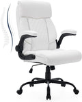 High Back Office Chair with Flip-up Armrests, Leather Comfy Desk Chair with by FORVEOLUX