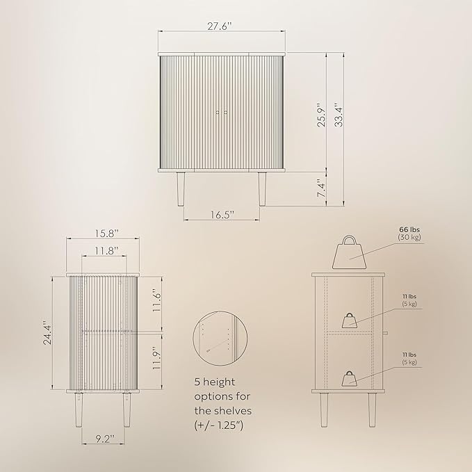 WERMO 28'' Fluted Bar Cabinet - Image 6