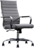 Home Office Chair Ribbed, Modern Leather Conference Room Chairs, Ergonomic by BOWTHY
