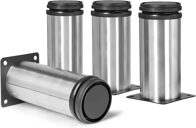 5 Inch Metal Furniture Legs Stainless Steel Adjustable Legs Silver Metal Legs by Masendelk