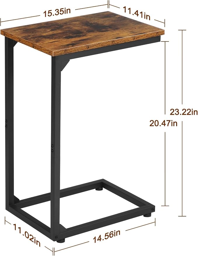 AMHANCIBLE C Shaped Side Table, End Tables Living Room Set of 2, Slide Under - Image 3