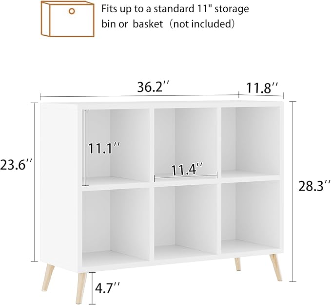 6 Cube Storage Organizer, Wood Bookcase - Image 3