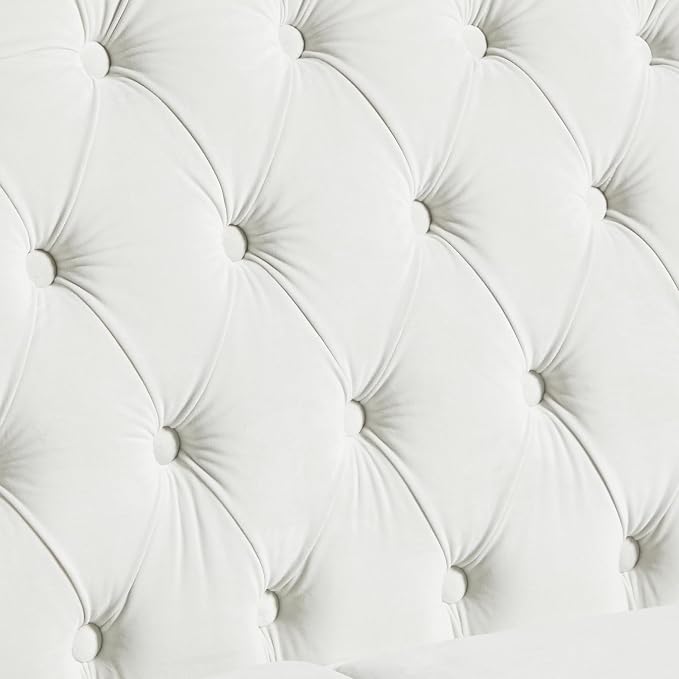 LEVNARY White Velvet Chair for Bedroom, Upholstered Sofa Chair - Image 4